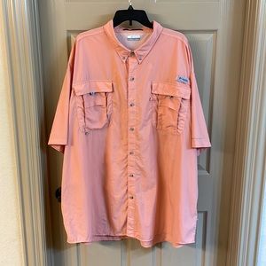 Columbia Fishing Shirt, 4XLT, Peach/Salmon, Minimal wear